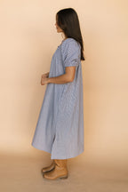 Eliza Gingham Midi in Navy