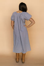 Eliza Gingham Midi in Navy