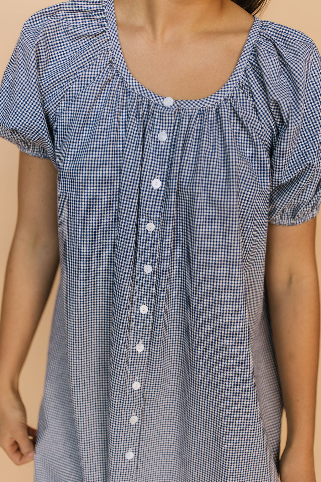 Eliza Gingham Midi in Navy