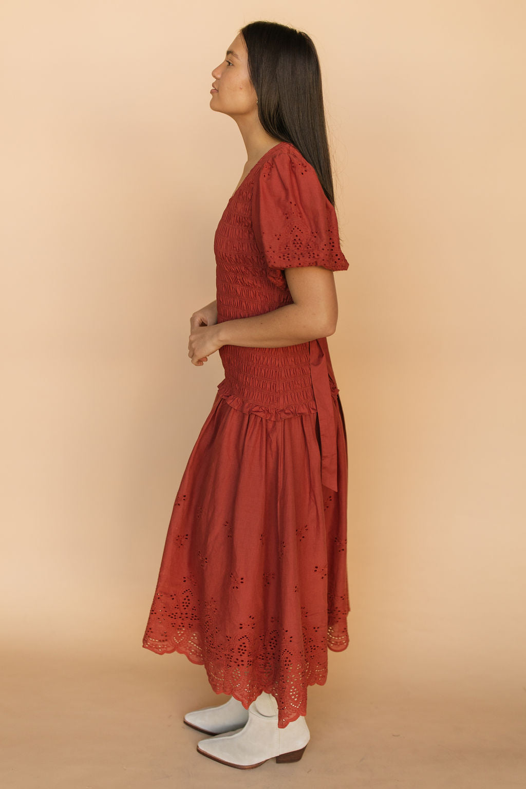 FINAL SALE - Veronica Eyelet Lace Maxi in Red