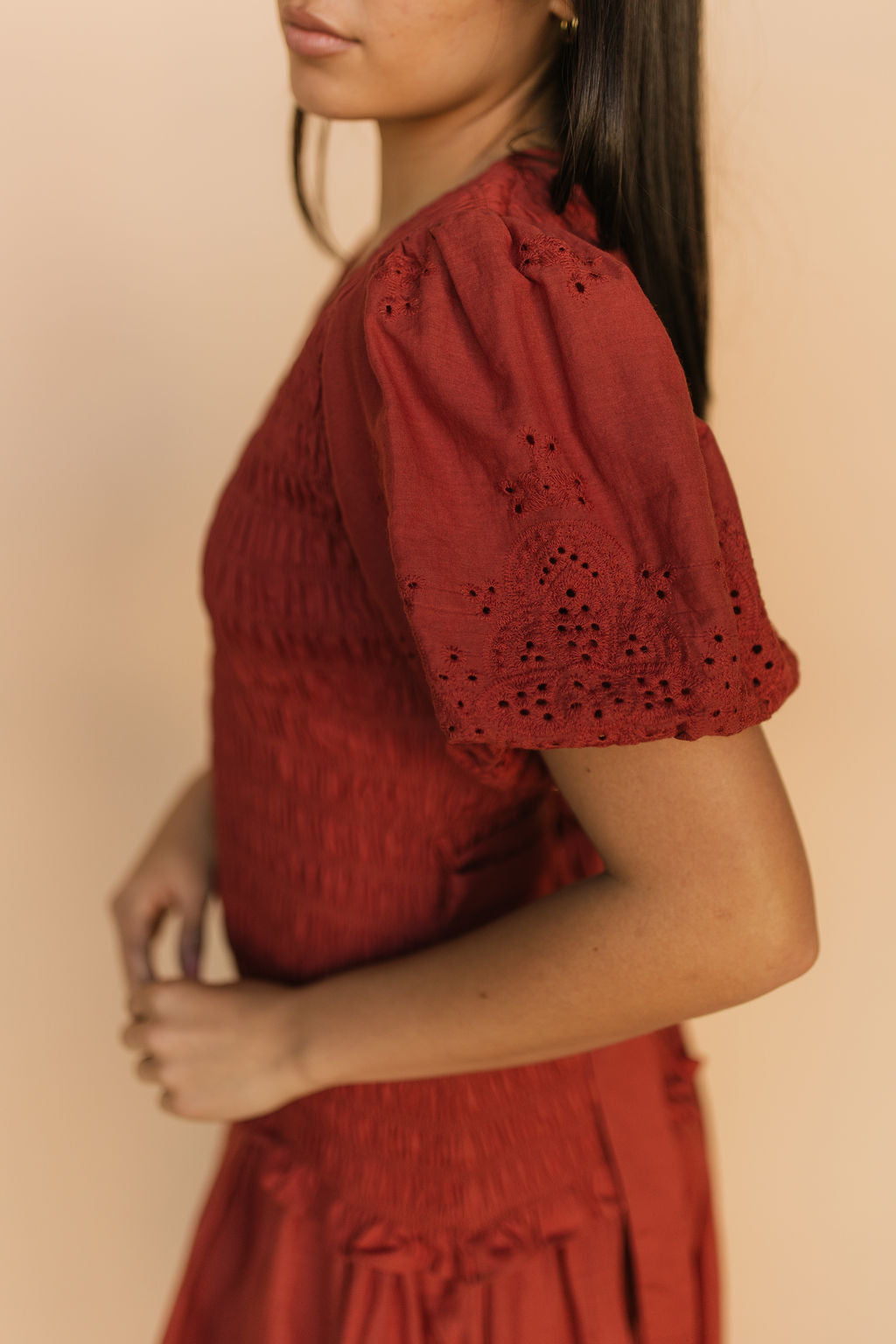 FINAL SALE - Veronica Eyelet Lace Maxi in Red Secondary image