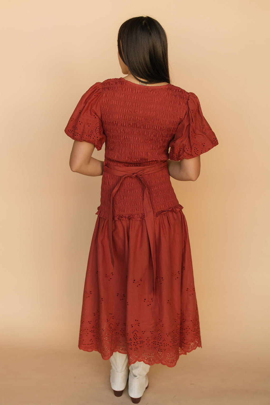 FINAL SALE - Veronica Eyelet Lace Maxi in Red