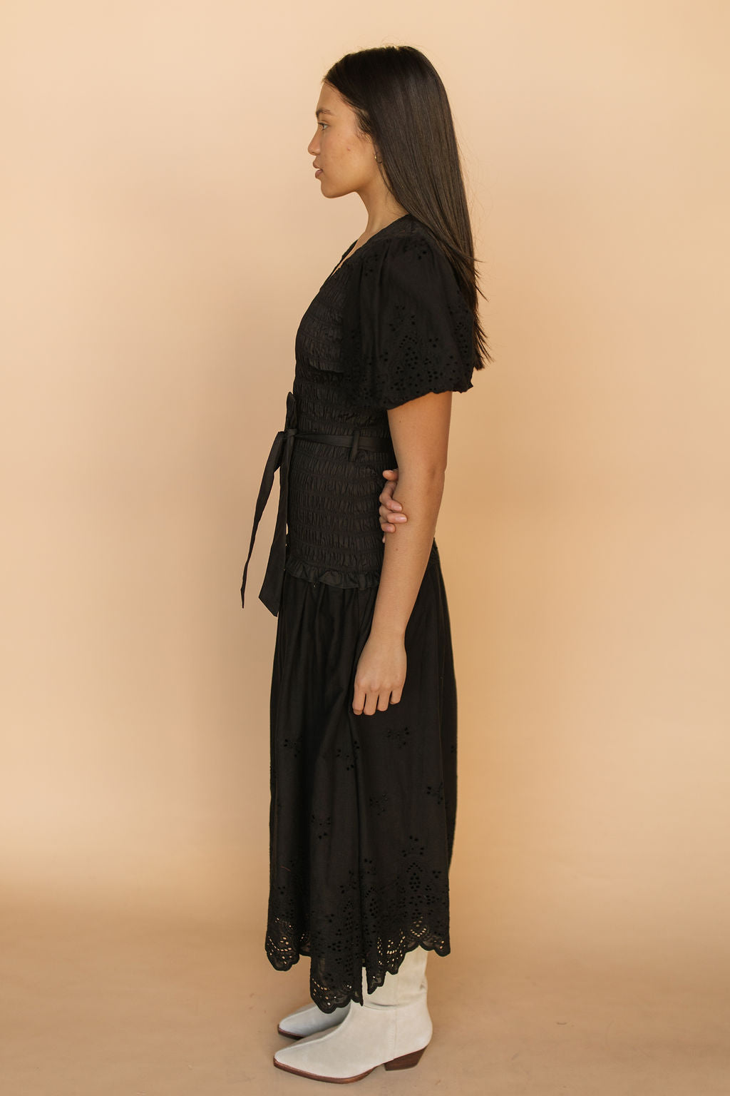 FINAL SALE - Veronica Eyelet Lace Maxi in Black Secondary image