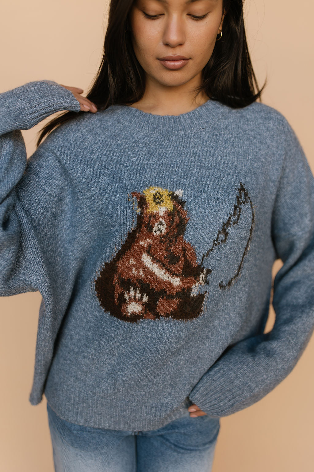 Gone Fishing Knit Sweater in Dusty Blue – Henly