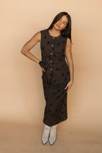 FINAL SALE - Stella Chocolate Polka Dot Pencil Skirt
