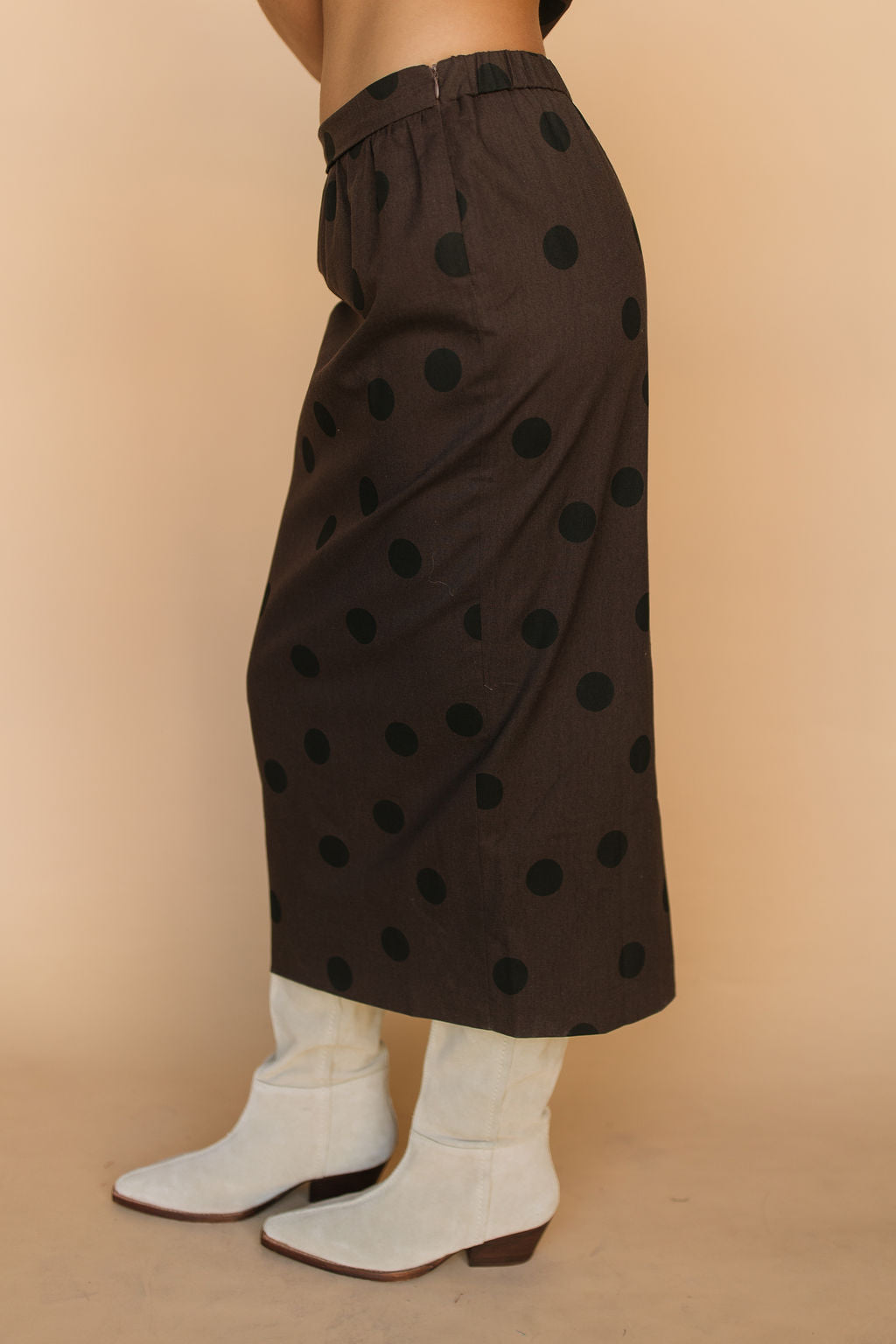 FINAL SALE - Stella Chocolate Polka Dot Pencil Skirt