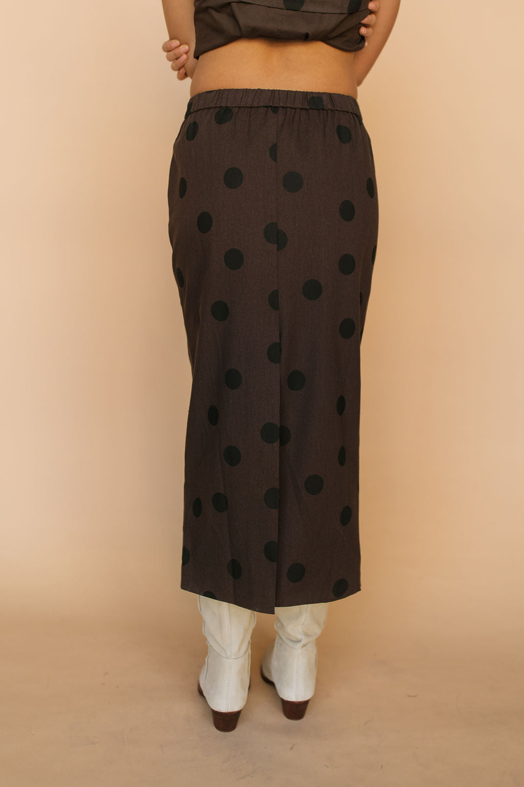 FINAL SALE - Stella Chocolate Polka Dot Pencil Skirt