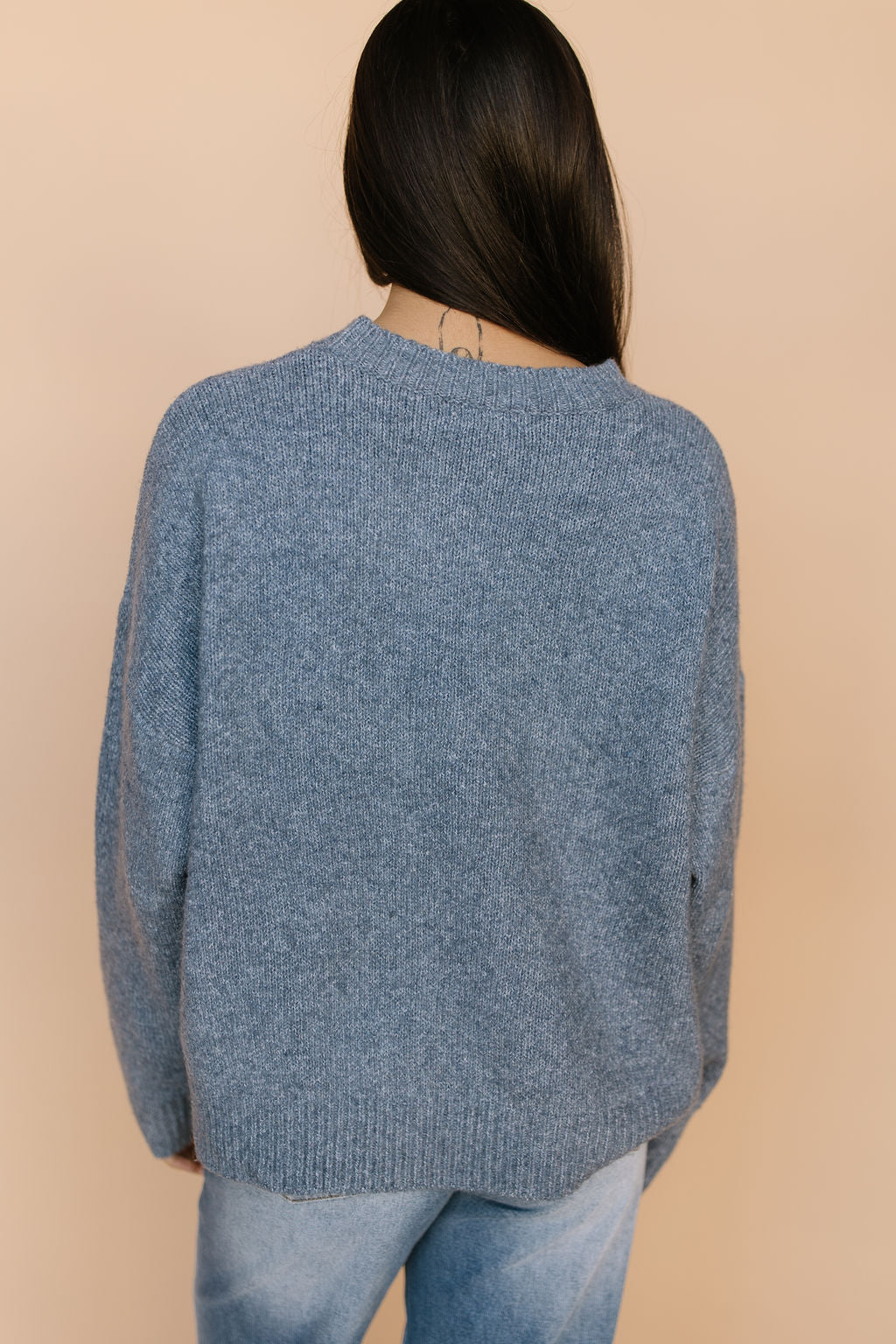 Gone Fishing Knit Sweater in Dusty Blue