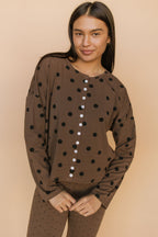 FINAL SALE - Isabel Polkadot Cardigan in Brown