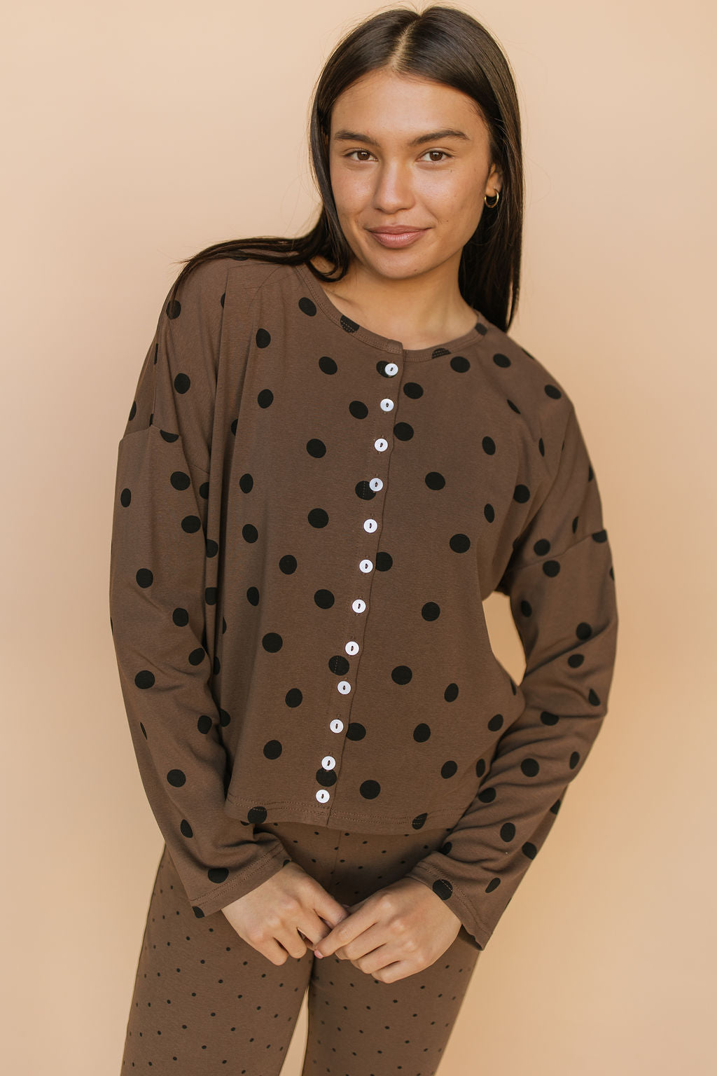 FINAL SALE - Isabel Polkadot Cardigan in Brown