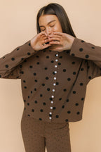 FINAL SALE - Isabel Polkadot Cardigan in Brown