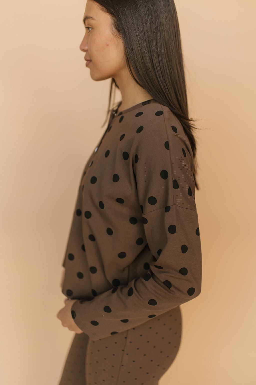 FINAL SALE - Isabel Polkadot Cardigan in Brown