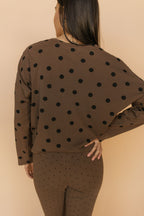 FINAL SALE - Isabel Polkadot Cardigan in Brown