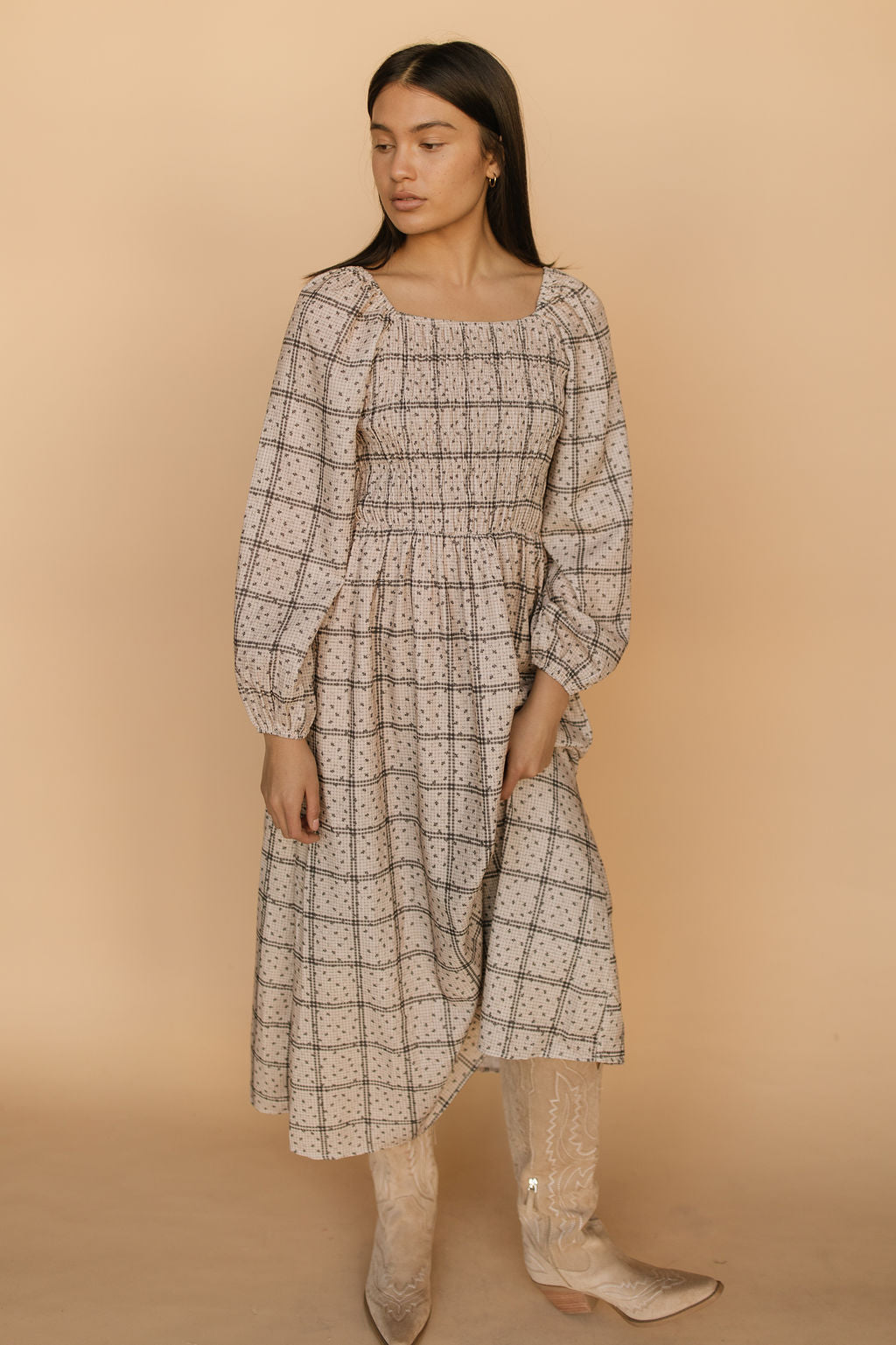 FINAL SALE - Blakely Plaid Smocked Dress Main image