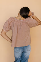 Quincy Gingham Top in Brown