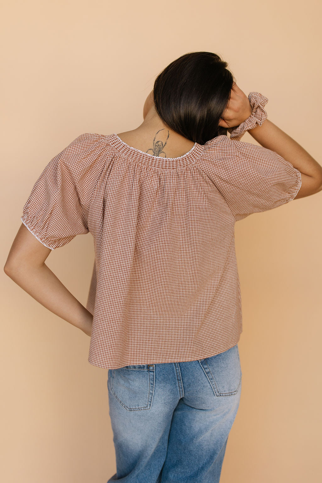 Quincy Gingham Top in Brown