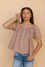 Quincy Gingham Top in Brown