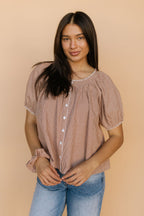 Quincy Gingham Top in Brown