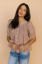 Quincy Gingham Top in Brown