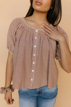Quincy Gingham Top in Brown