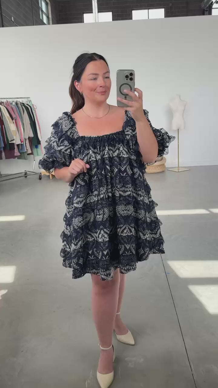 FINAL SALE - Creme Brulace Dress in Navy