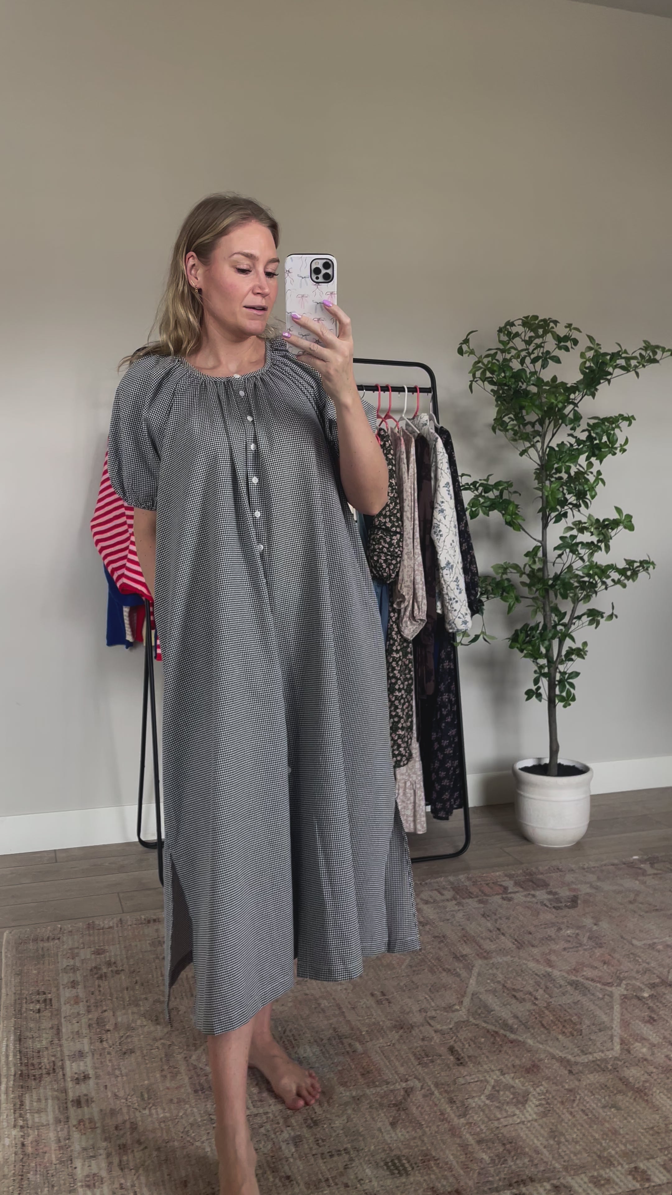 Eliza Gingham Maxi Dress in Black