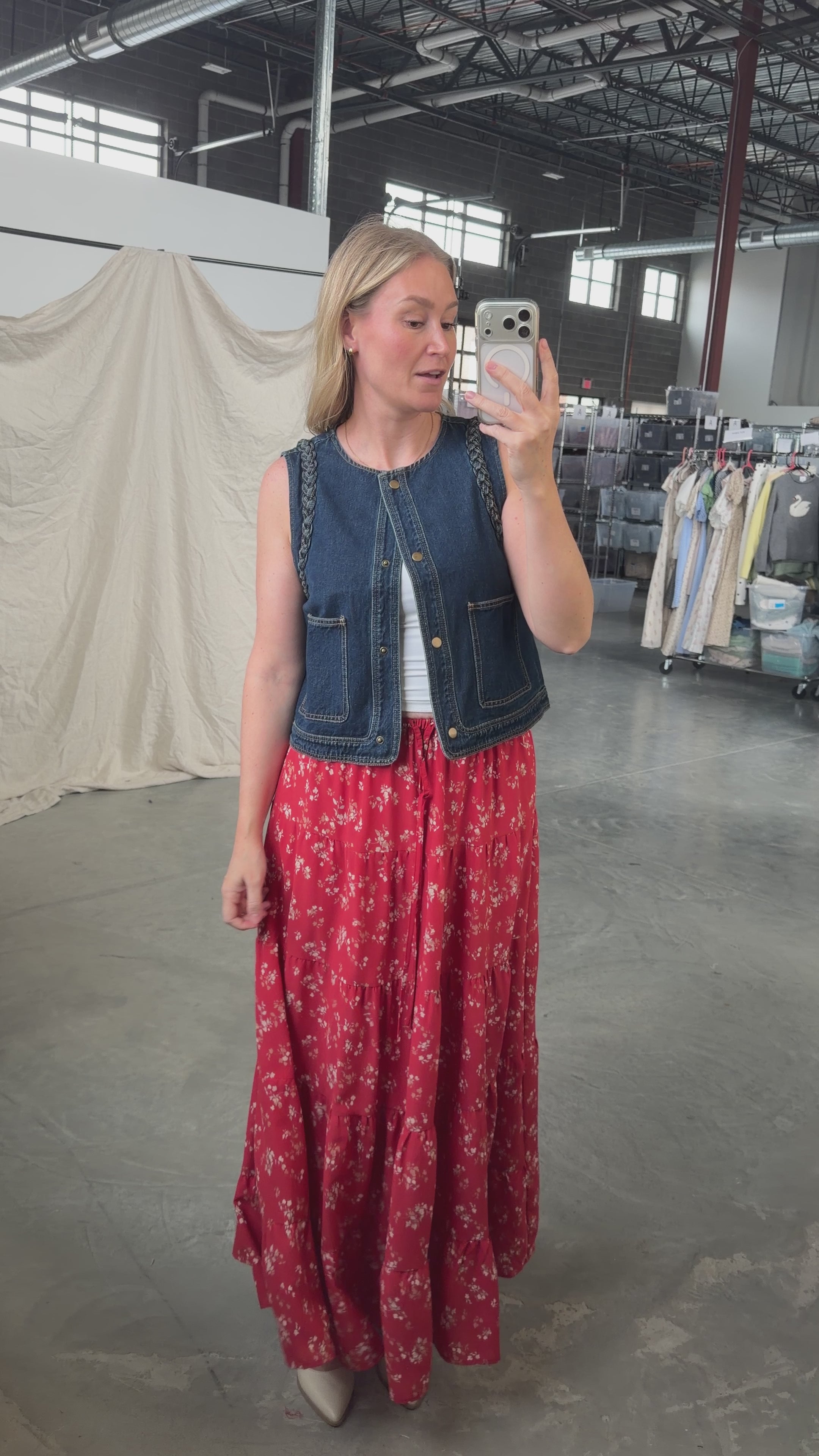 Mesa Braided Denim Vest in Dark Wash