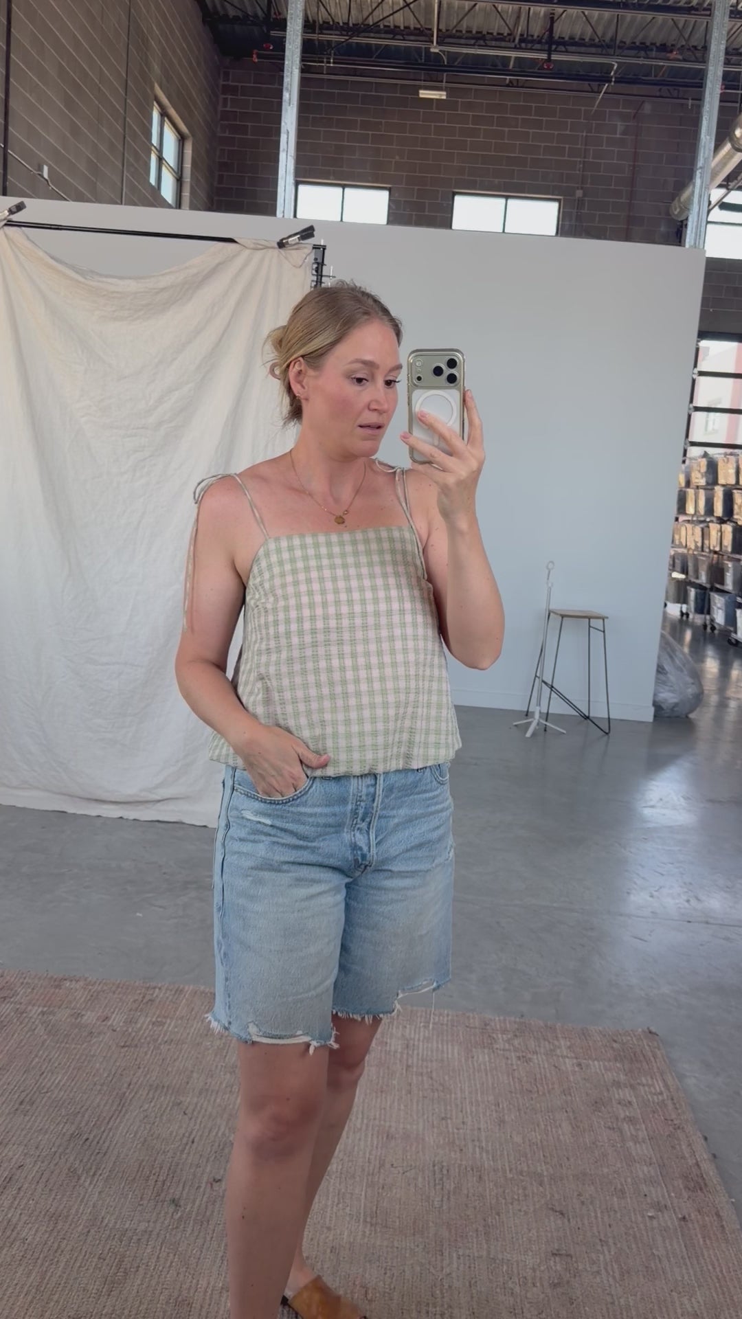 Adelaide Plaid Bubble Tank in Pink