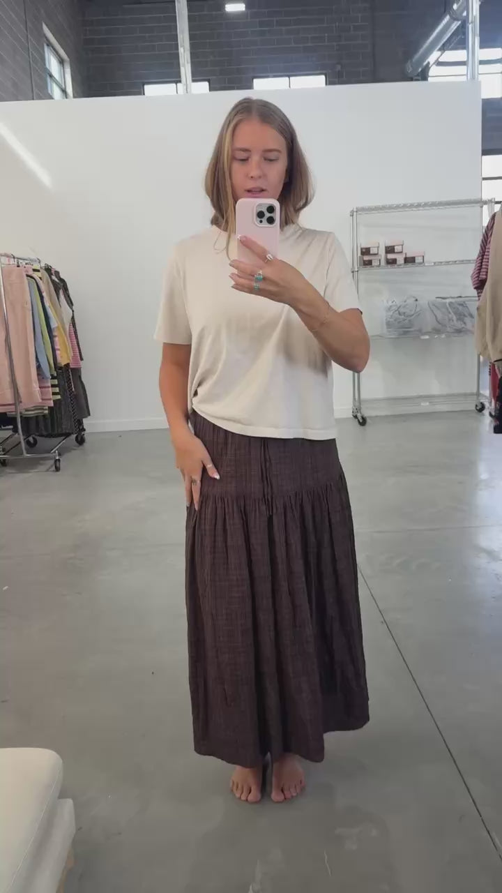 Hartford Checkered Skirt in Brown