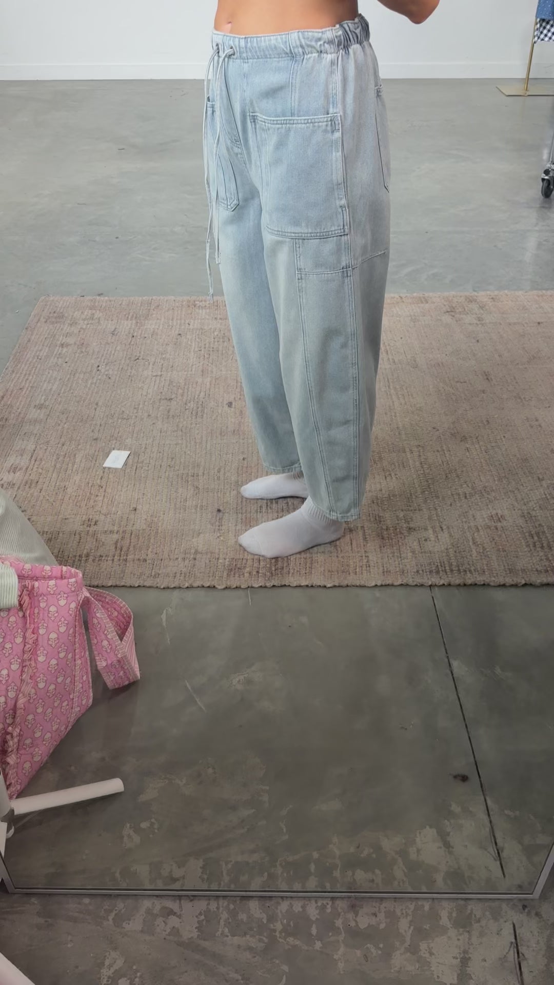 Denim Barrel Pants in Light Wash