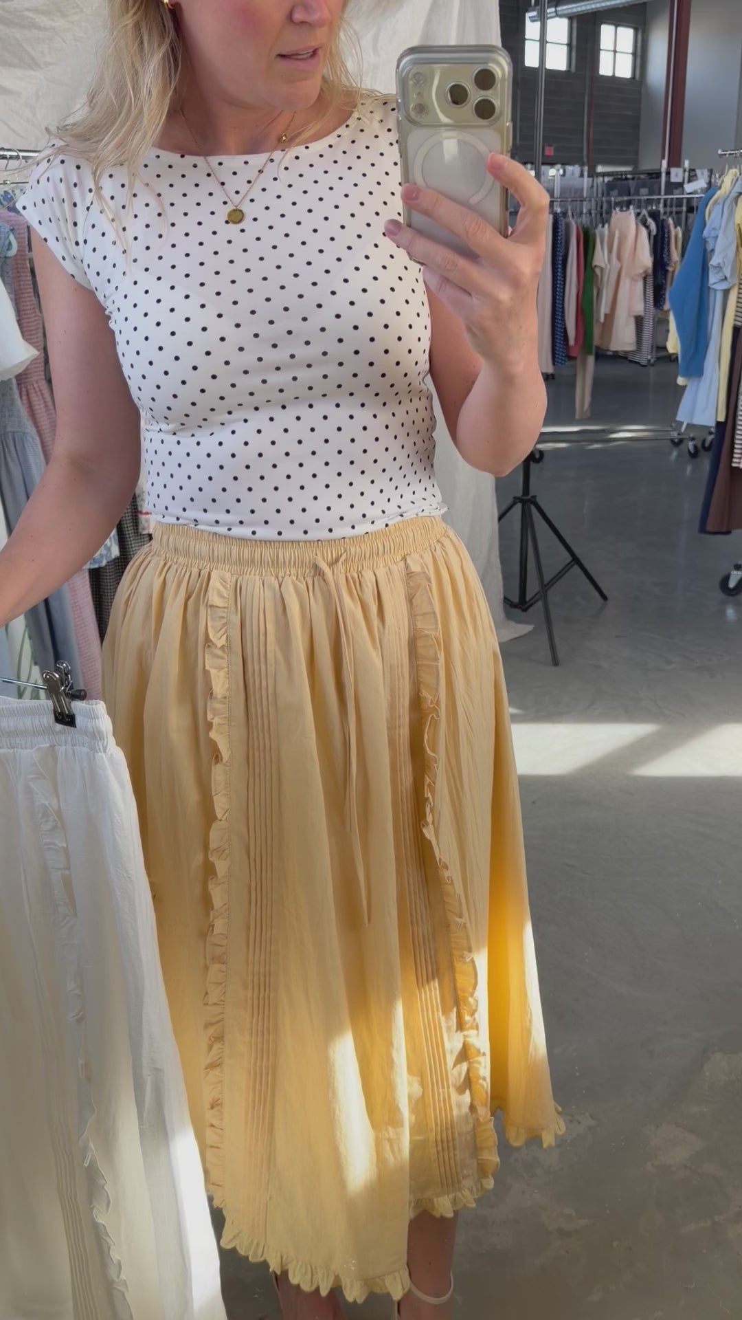 Hattie Cotton Apron Skirt in Ivory