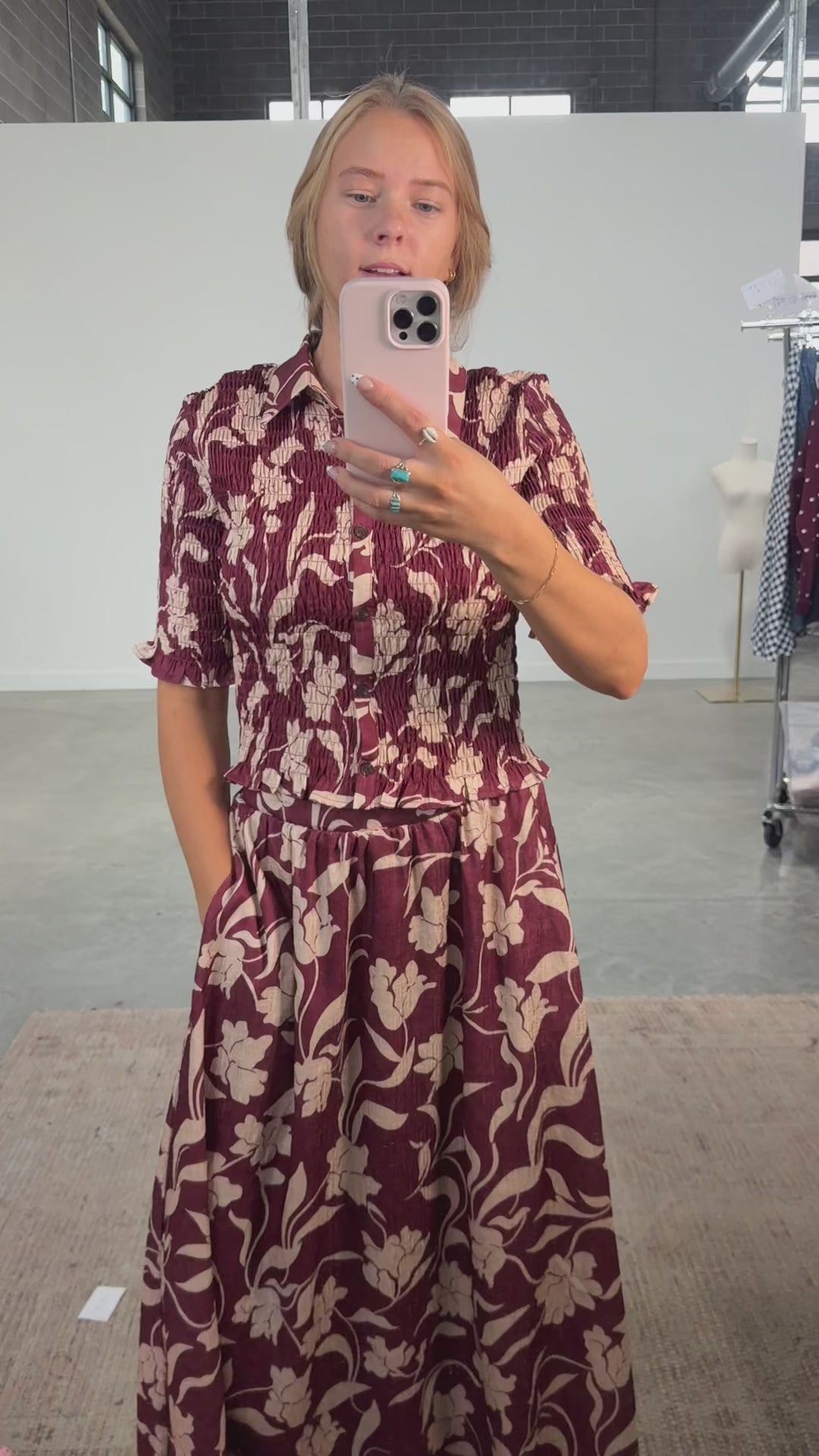 Everly Floral Skirt in Red