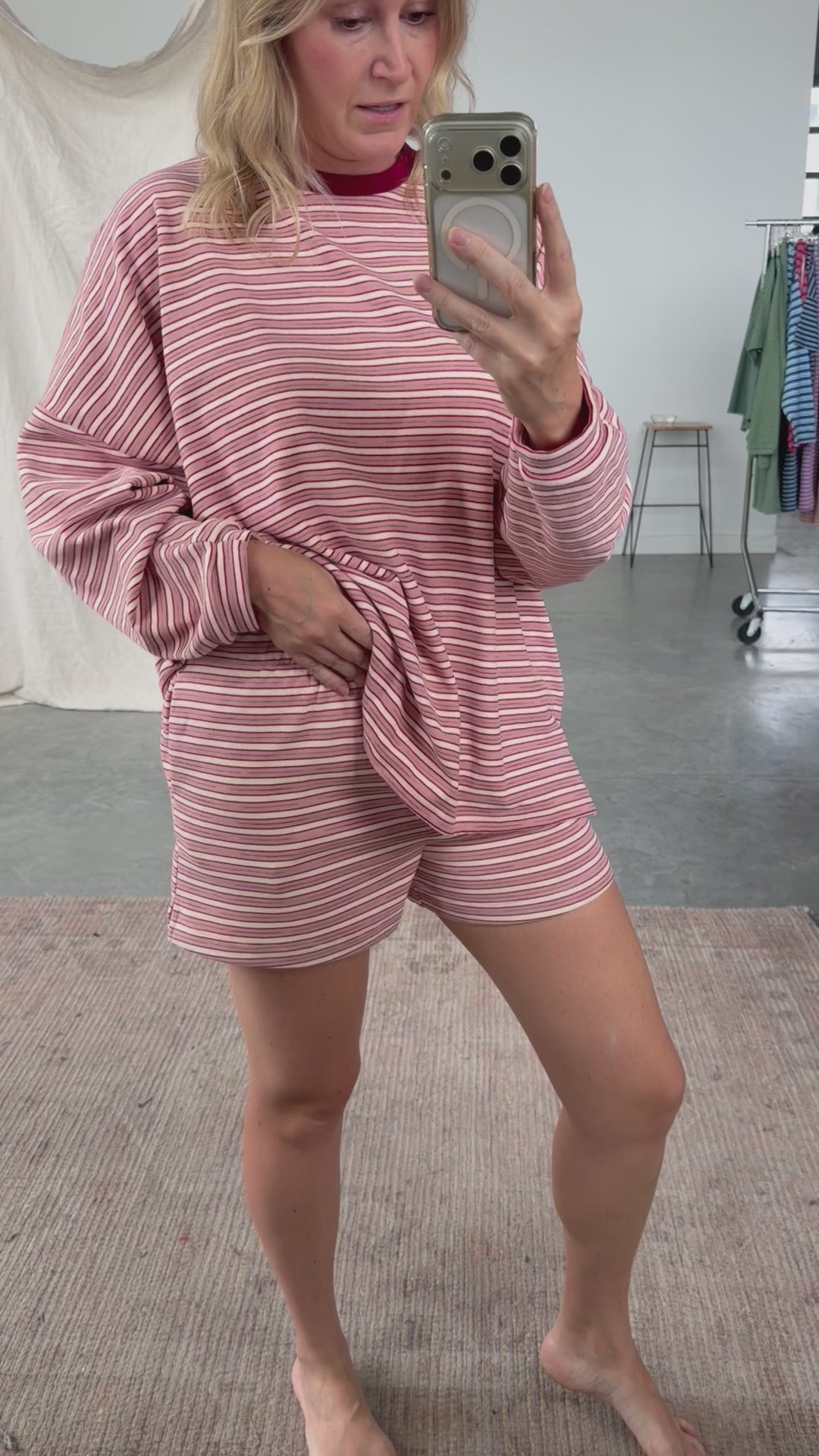 Cameron Stripe Fleece Shorts