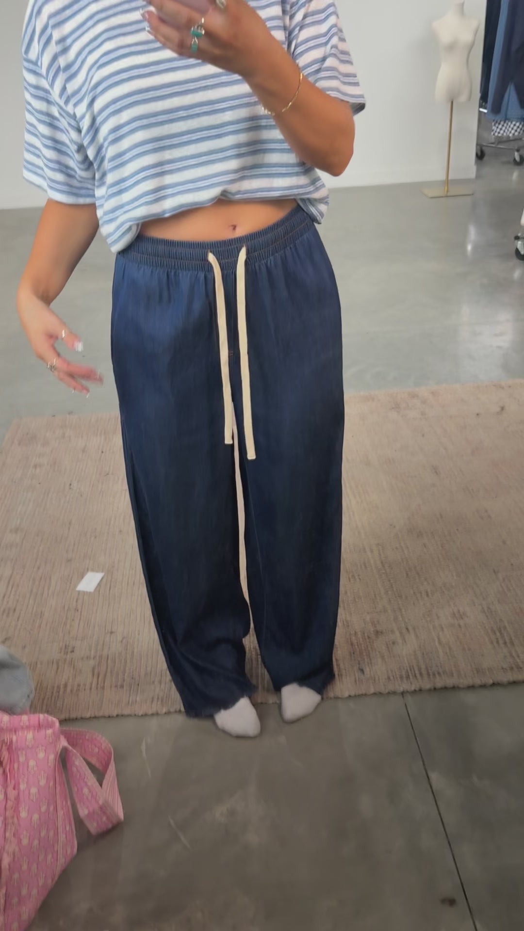 Chambray Wide Leg Pants