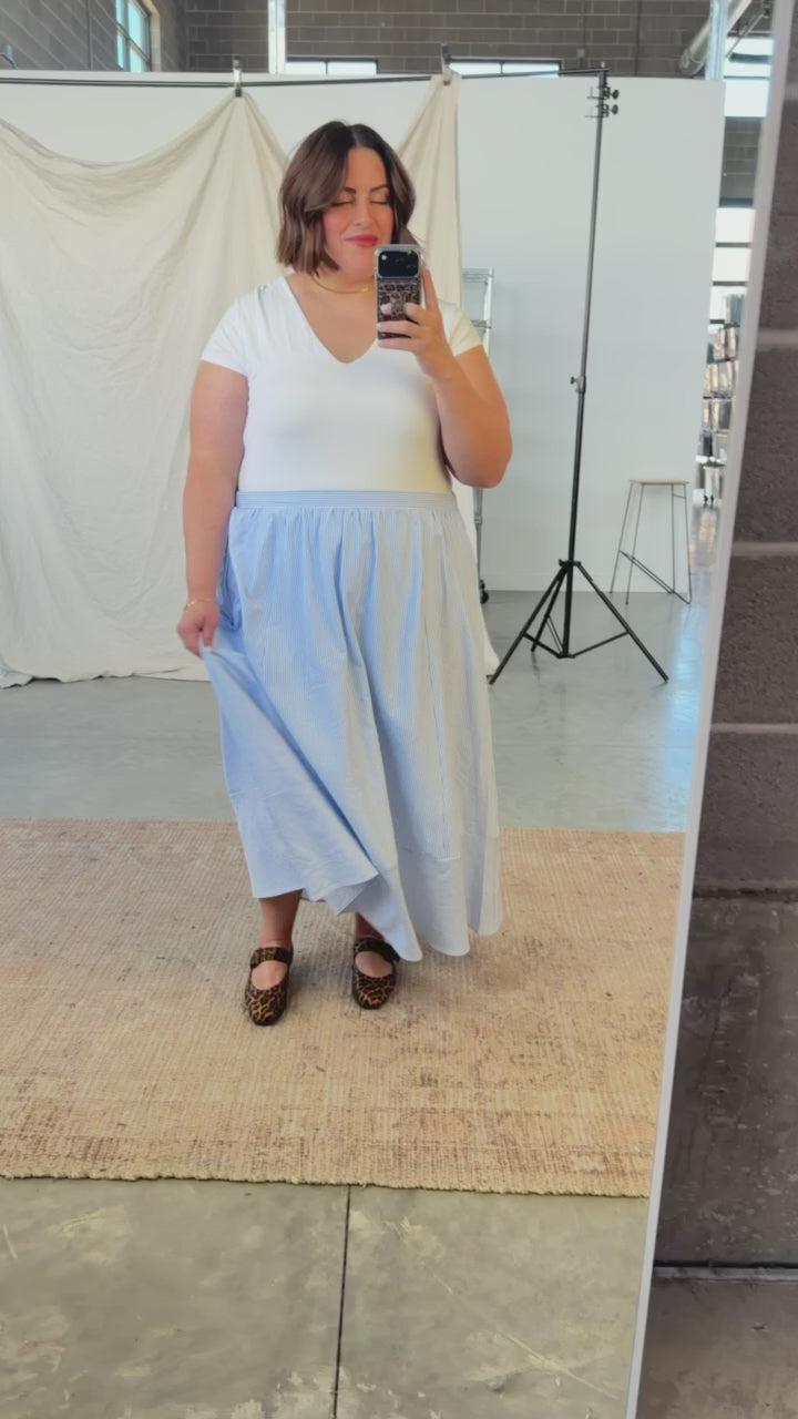 Sandie Pinstripe Skirt in Blue