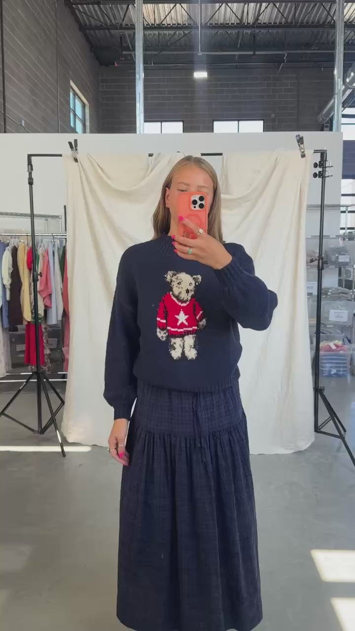 Teddy Bear Sweater in Navy