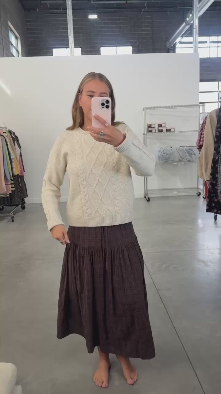 Rory Cable Knit Sweater in Oatmeal