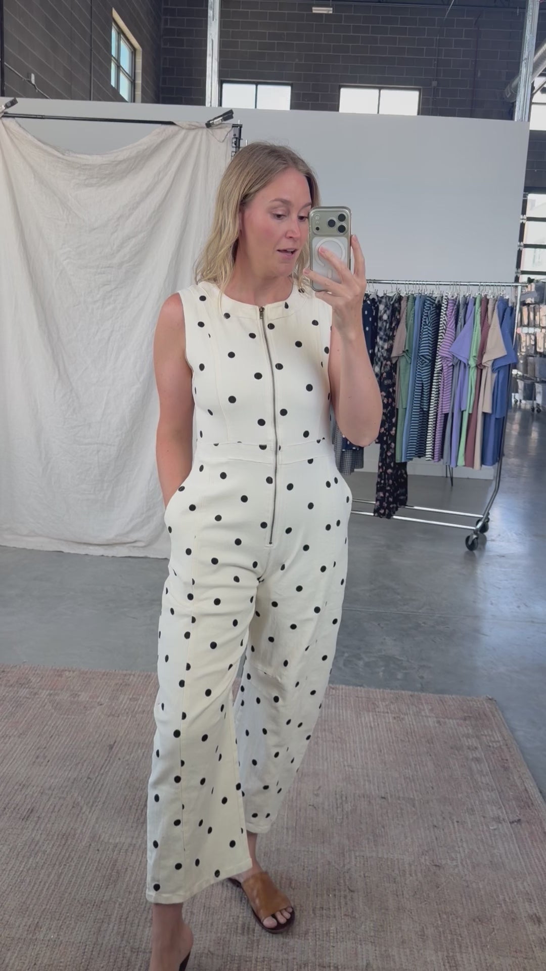 Dotted Zip Front Overalls
