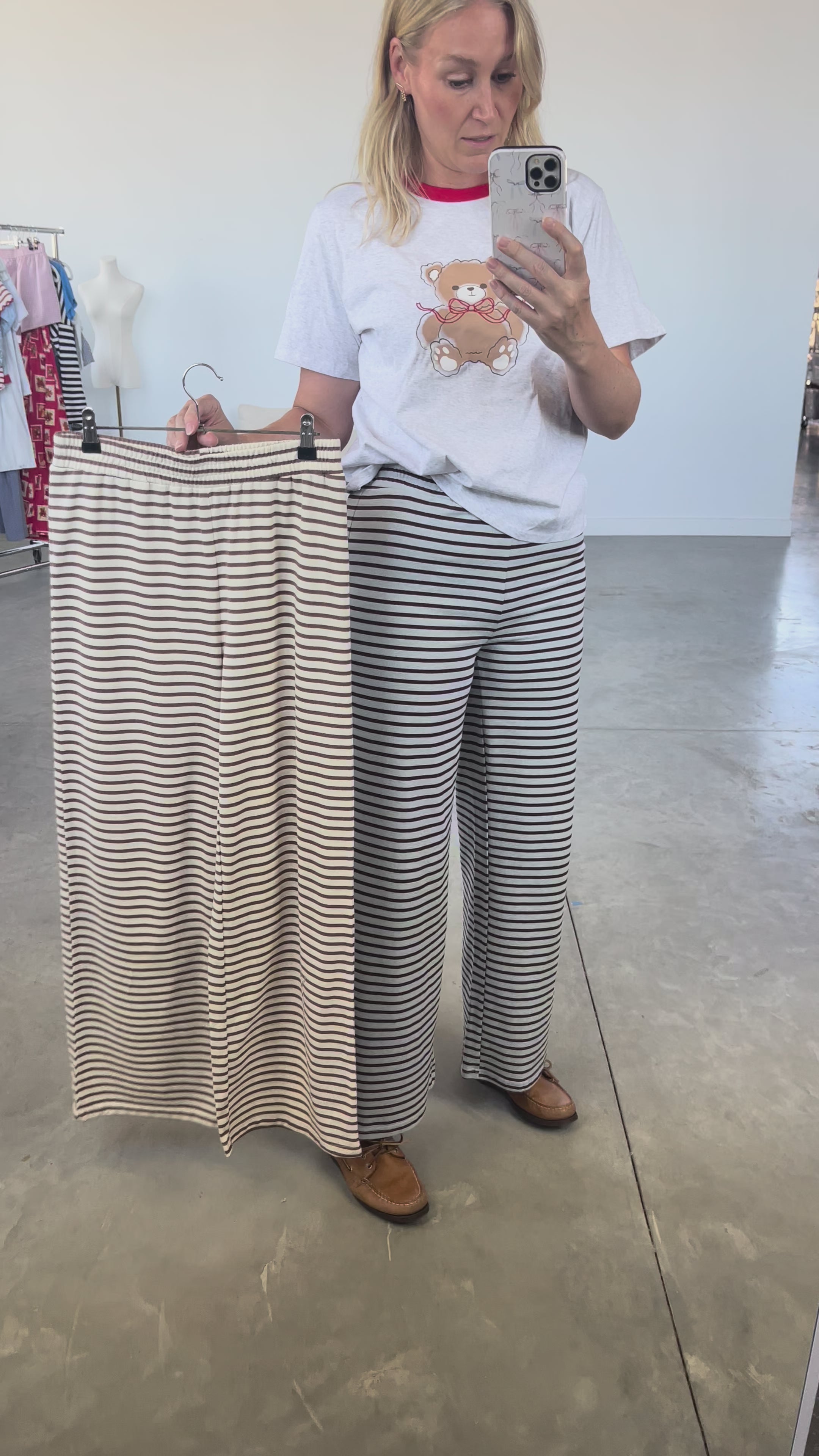 Gigi Pinstripe Pants in Blue/Brown