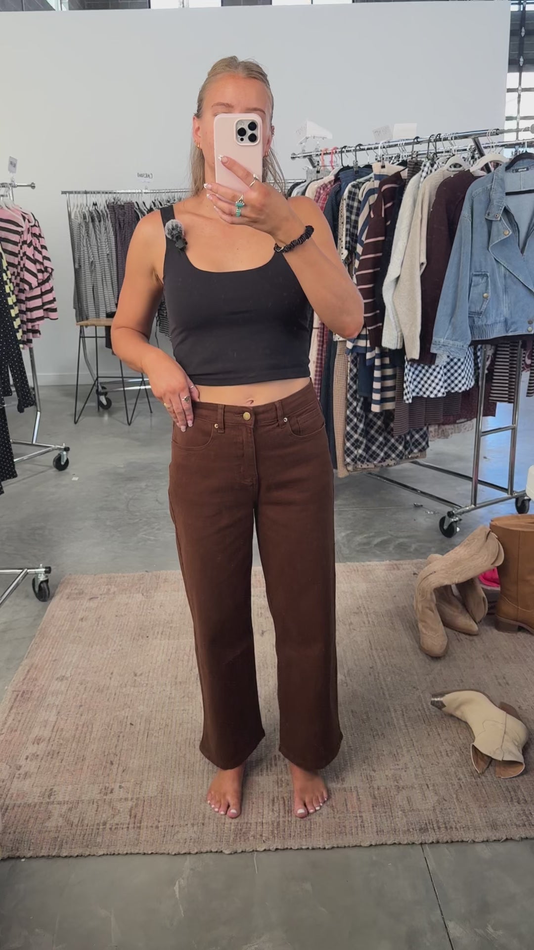Cotton Twill Pants in Brown