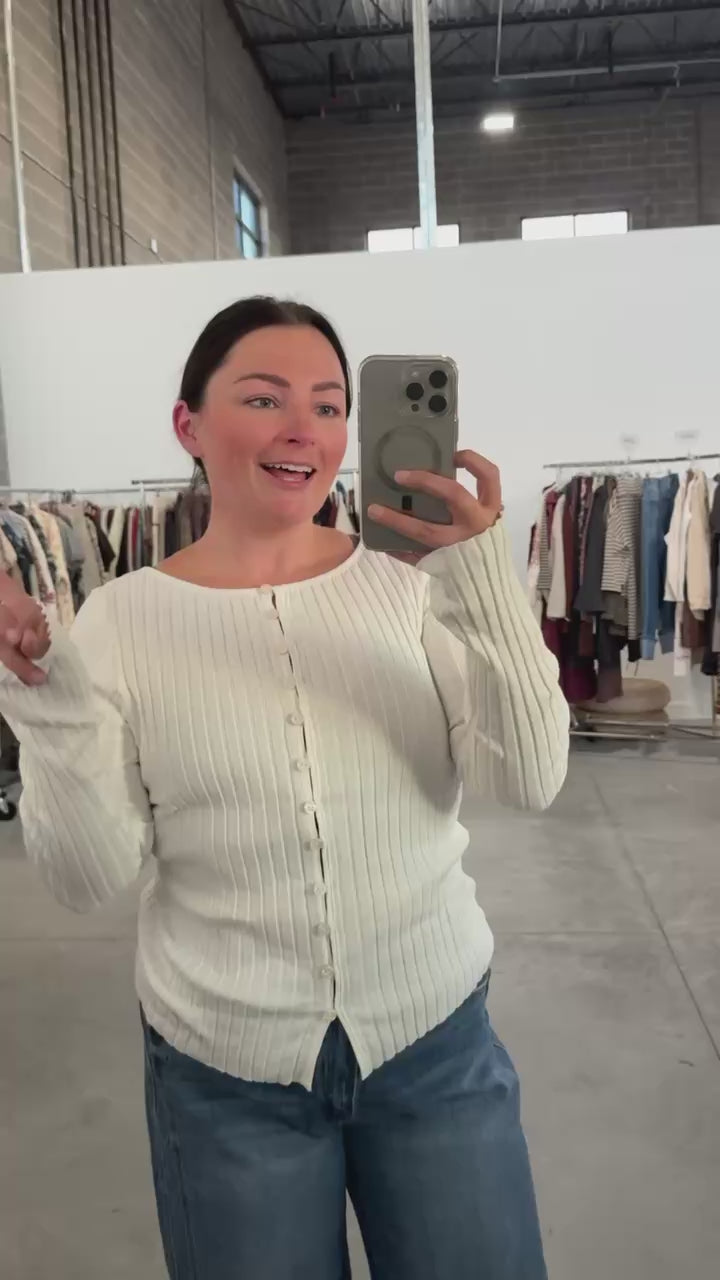 FINAL SALE - Free People Tilly Long Sleeve Cardi in Ivory