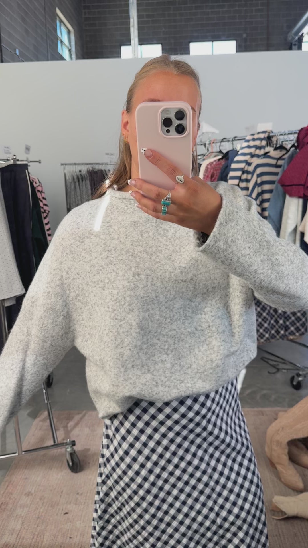 Piper Mock Neck Sweater in Heather Grey