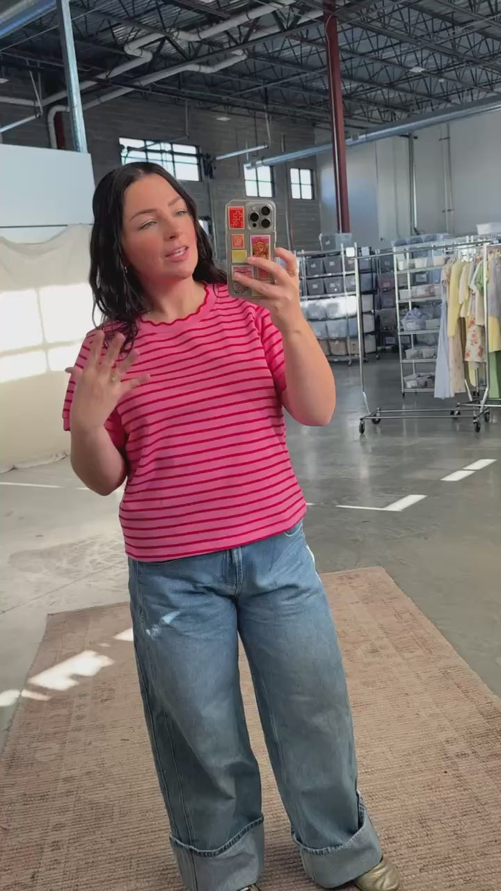 Sweetheart Stripe Tee in Pink