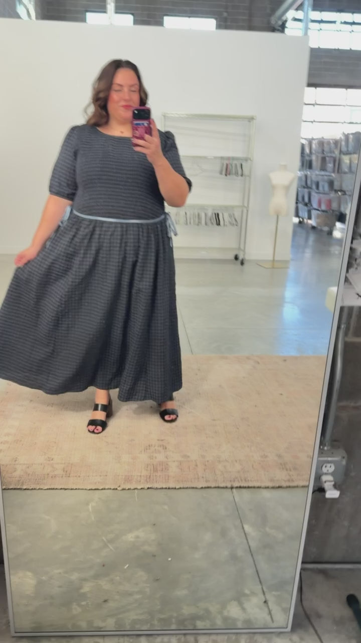 Lainey Gingham Maxi in Navy