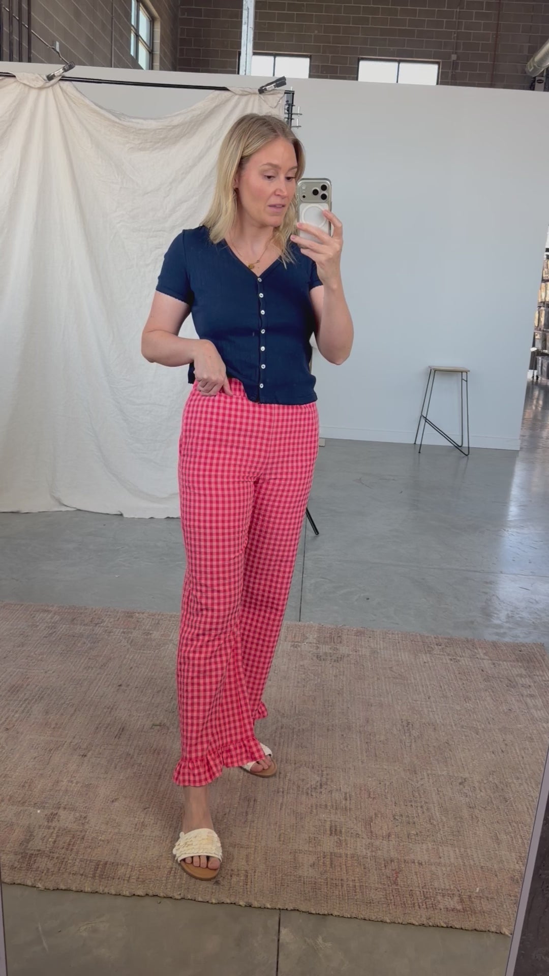 Saltwater Gingham Ruffle Pants