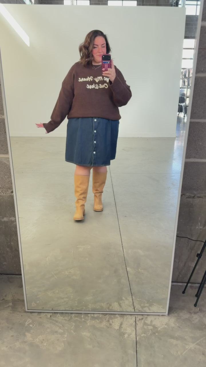 Left My Heart Out West Sweater in Heather Grey