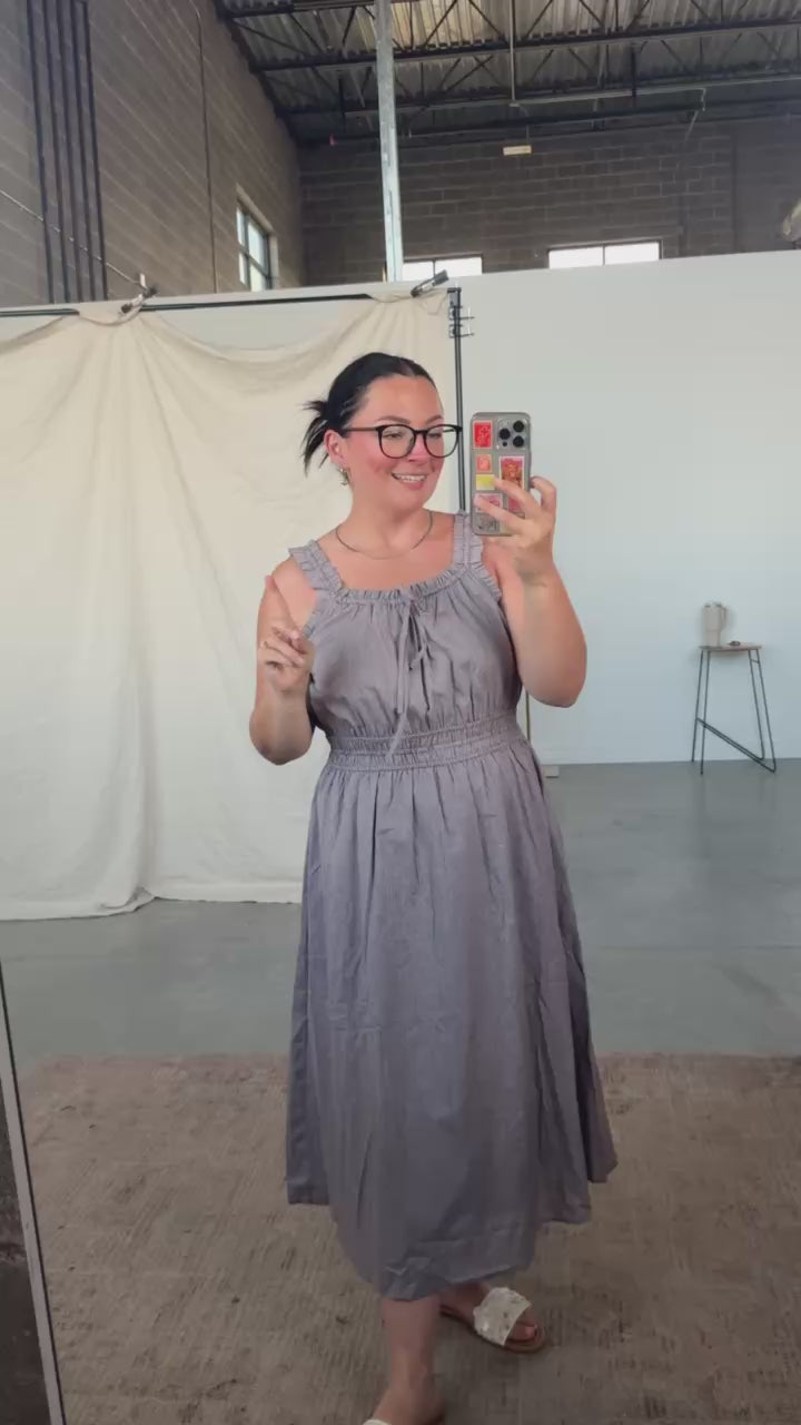 Georgia Gingham Dress in Charcoal