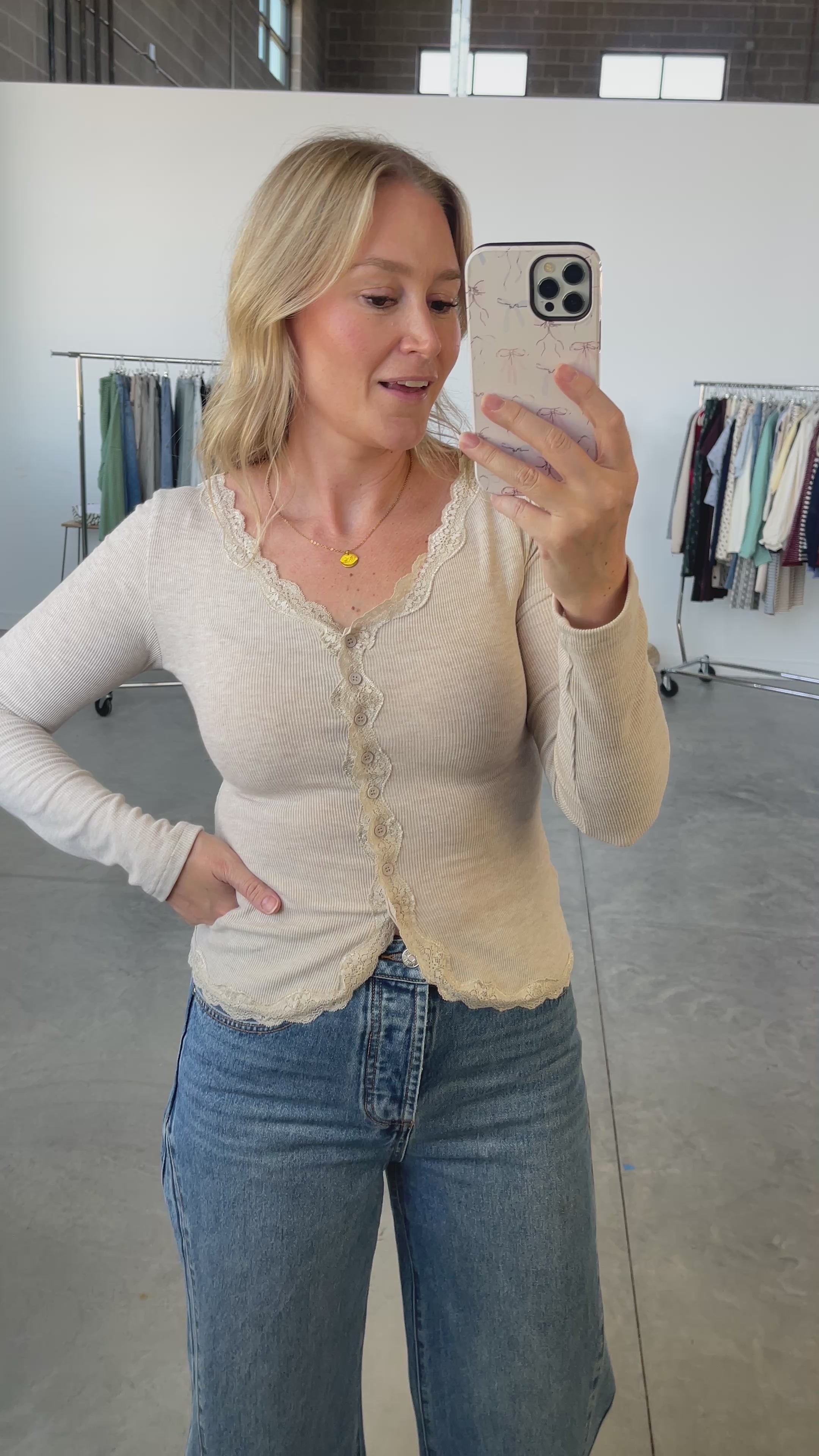 FINAL SALE - Emmie Lace Top in Oatmeal
