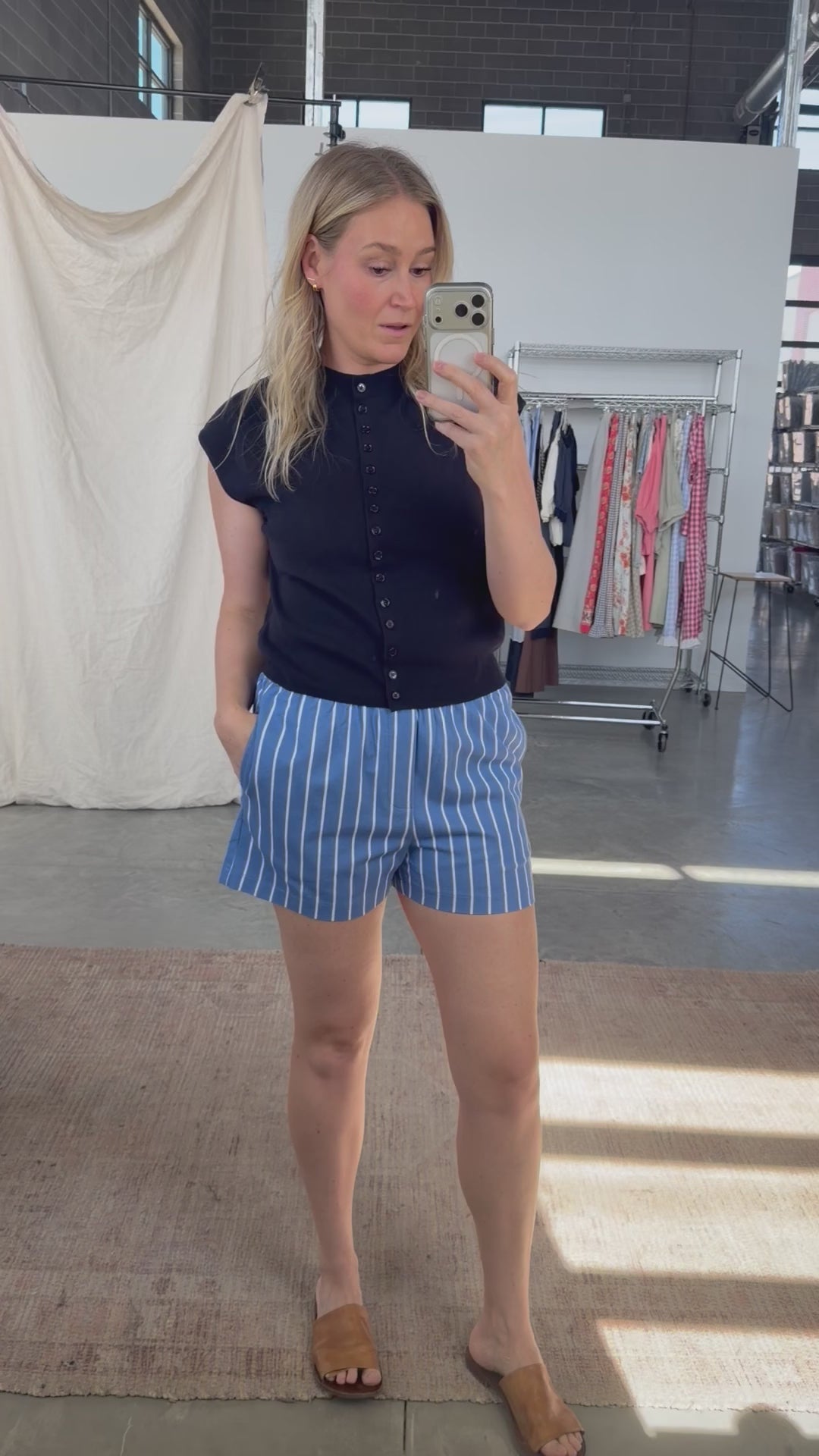 Scottie Stripe Denim Shorts