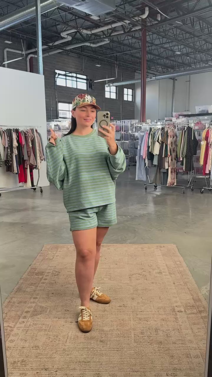 Britton Stripe Shorts in Sage